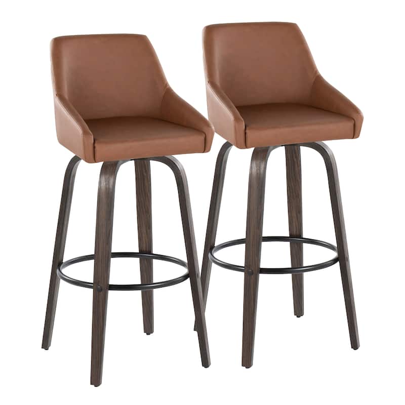 The Gray Barn Hadley 30" Fixed-Height Bar Stool with Bent Wood Legs & Round Footrest (Set of 2)