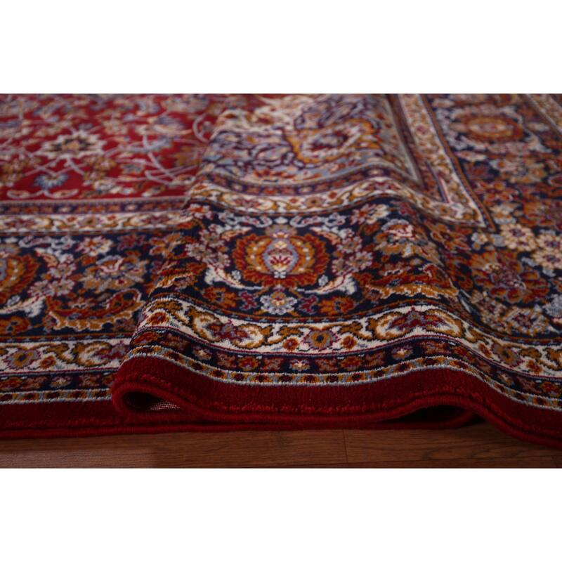 Traditional Red Kashan Turkish Rug Medallion Machine-Made Carpet - 9'8" x 12'6"