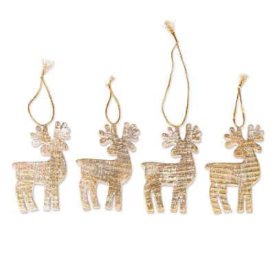 Novica Handmade Glorious Reindeer Wood Holiday Ornaments (Set Of 4)