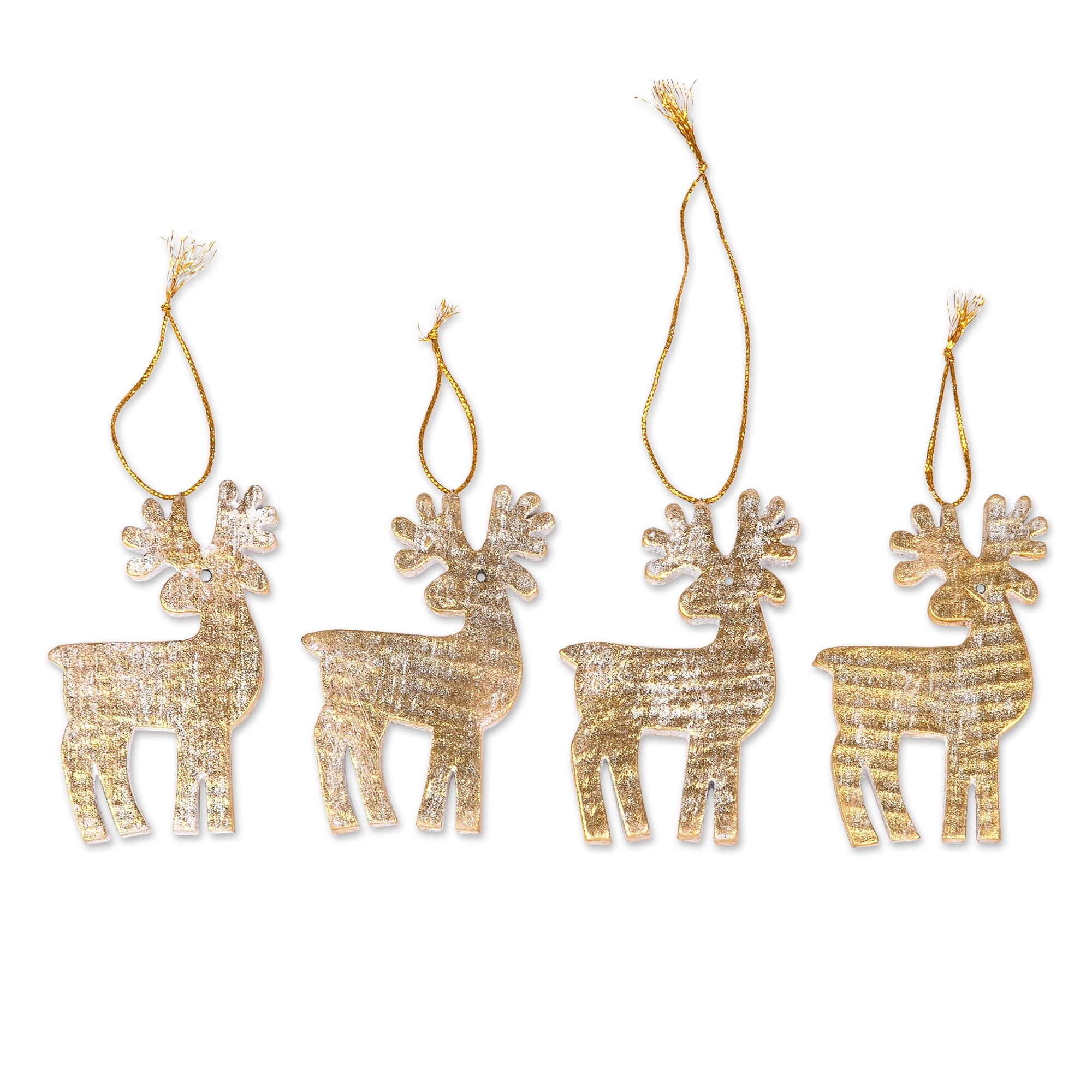 Novica Handmade Glorious Reindeer Wood Holiday Ornaments (Set Of 4)