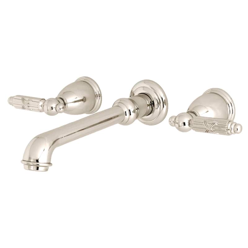 Kingston Brass Georgian Two-Handle 3-Hole Wall Mount Bathroom Faucet - Polished Nickel