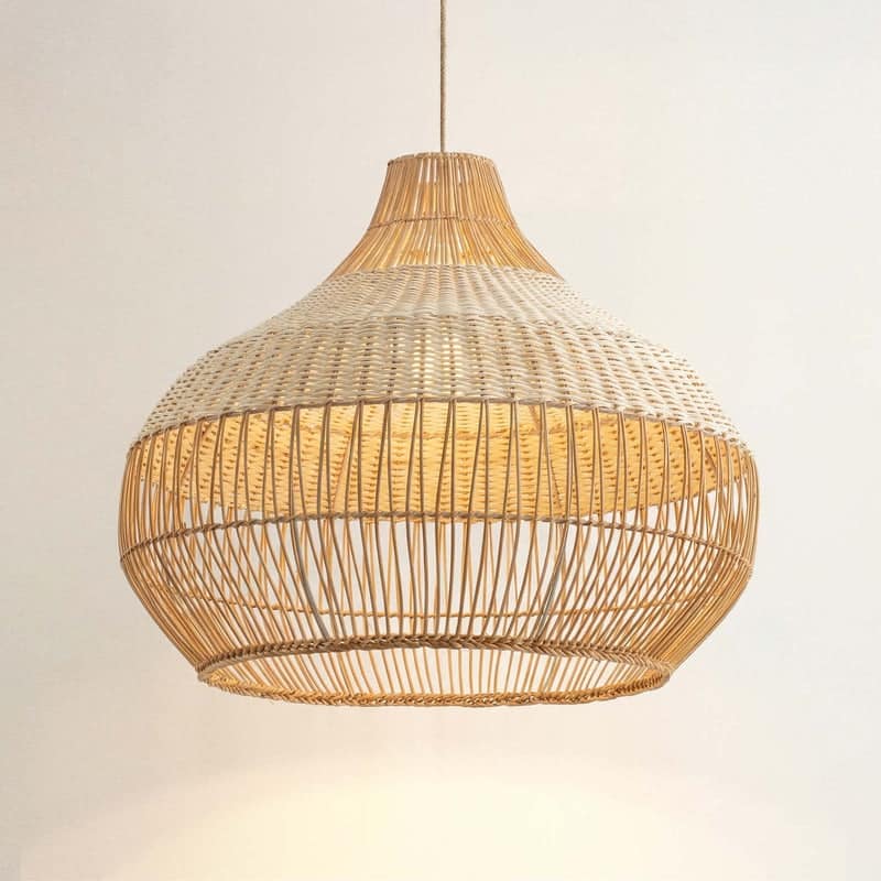 Beatrice Outdoor Rattan Pendant Light - Brown Large Dome 1-Light Handwoven Hanging Light For Coastal, Tropical, Boho Room Decor