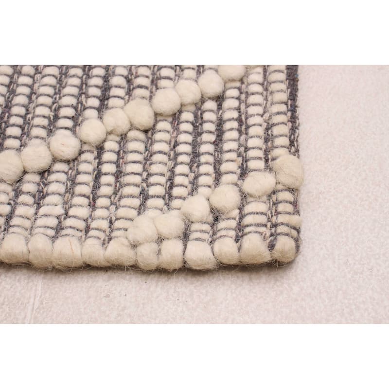 ECARPETGALLERY Braid weave Sienna Grey Wool Rug - 6'1 x 8'9