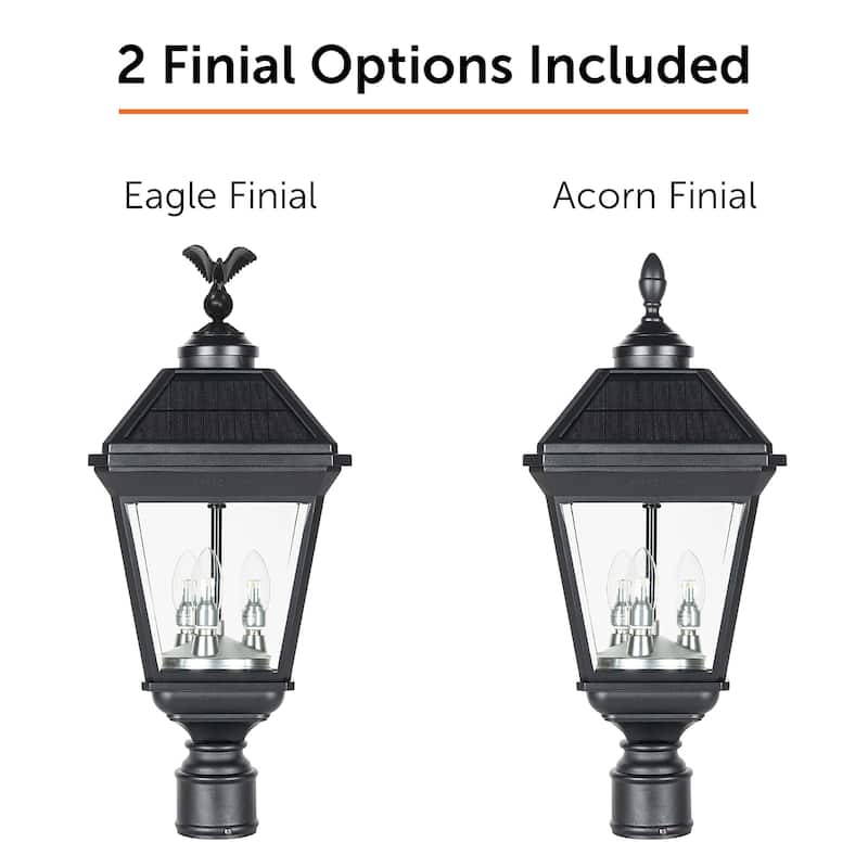 Gama Sonic Imperial Bulb Solar Warm White LED Post Light w/ 3" Fitter