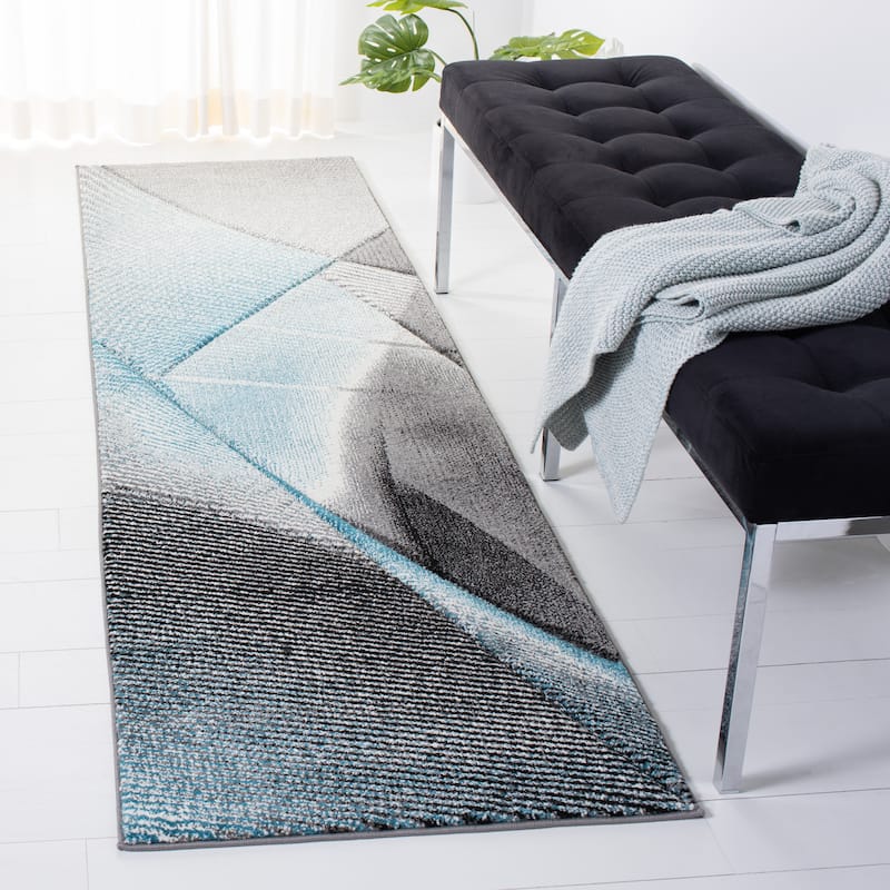 SAFAVIEH Hollywood Verbena Mid-Century Modern Abstract Rug - 2'3" x 8' Runner - Grey/Blue