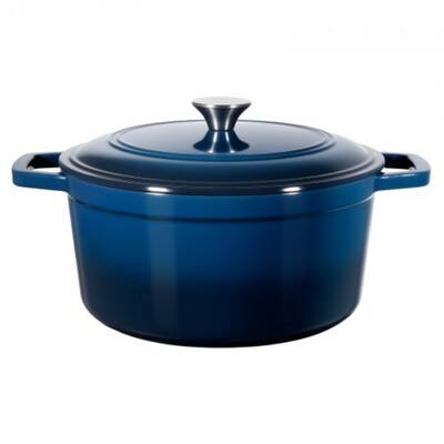 Blue-Red Cast Iron Enameled Dutch Oven 6QT for Baking and Cooking
