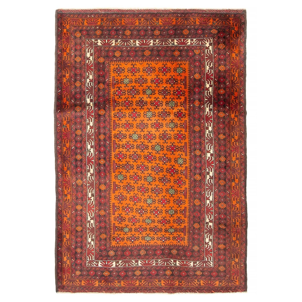 ECARPETGALLERY Hand-knotted Teimani Burnt Orange Wool Rug - 4'4 x 6'4