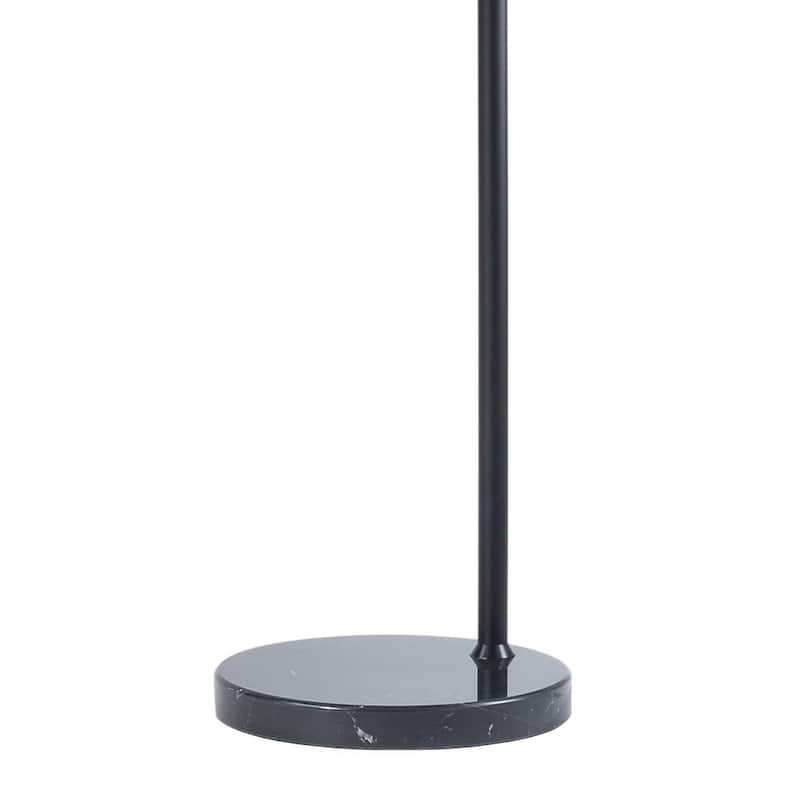 Luna Bella Arc Floor Lamp - 92", Antique Nickel, Matte Black/Silver Leaf Shade, Marble base, Dimmer Switch - Weathered Brass