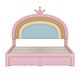 preview thumbnail 5 of 13, Upholstered Rainbow Design Princess Platform Bed with Storage Drawer, Twin/Full Size Velvet Bed Frame w/Rainbow Shaped Headboard