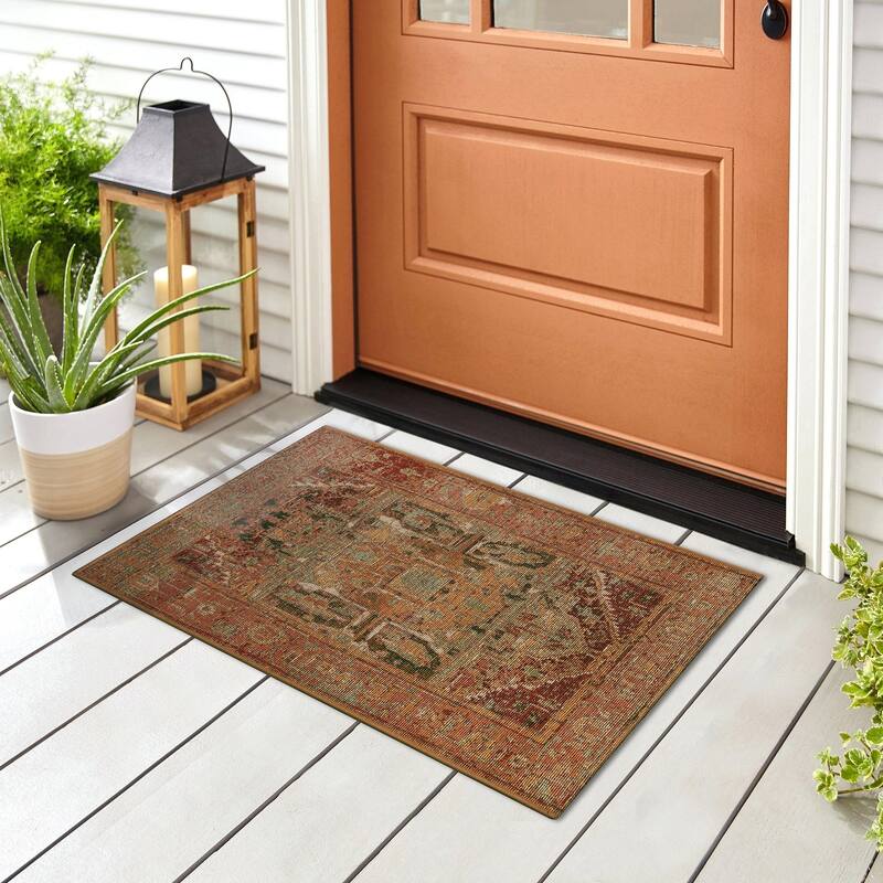 Liora Manne Esencia Heriz Indoor/Outdoor Mat - 2' x 2'10" - Terracotta