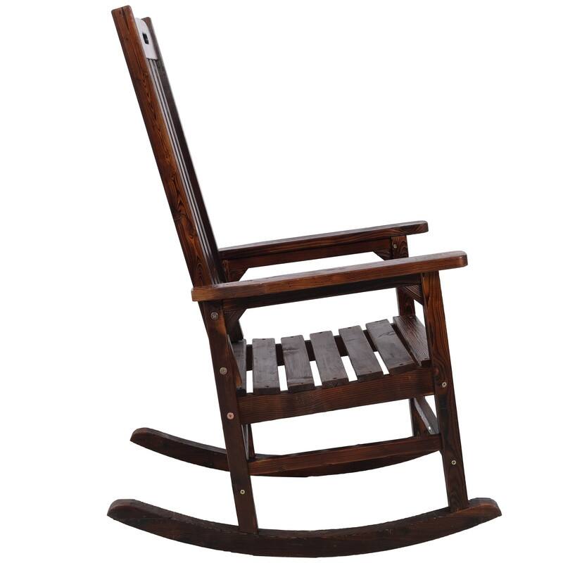 Extra-Wide Wooden Rocking Chair – High Backrest Design for Indoor/Outdoor Comfort‌ - 35.60in. W X27.00in.DX45.20in. H