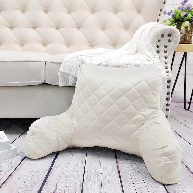 Velvet Do-It-Yourself Bedrest Reading Pillow Cover and Filling - 20" x 18" x 17" - Light Gray 3