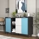 preview thumbnail 3 of 38, Sideboard Cabinet with Doors & 2 Drawers, Freestanding Coffee Bar Cabinet, Accent Cabinet with 2 Open Storage Compartment