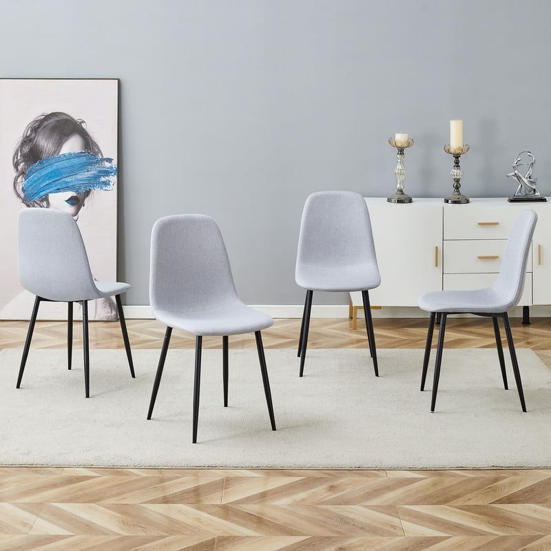 Light Gray Linen-Cotton Dining Chair – Integrated Seat & Backrest, Modern Home Décor Matching‌.