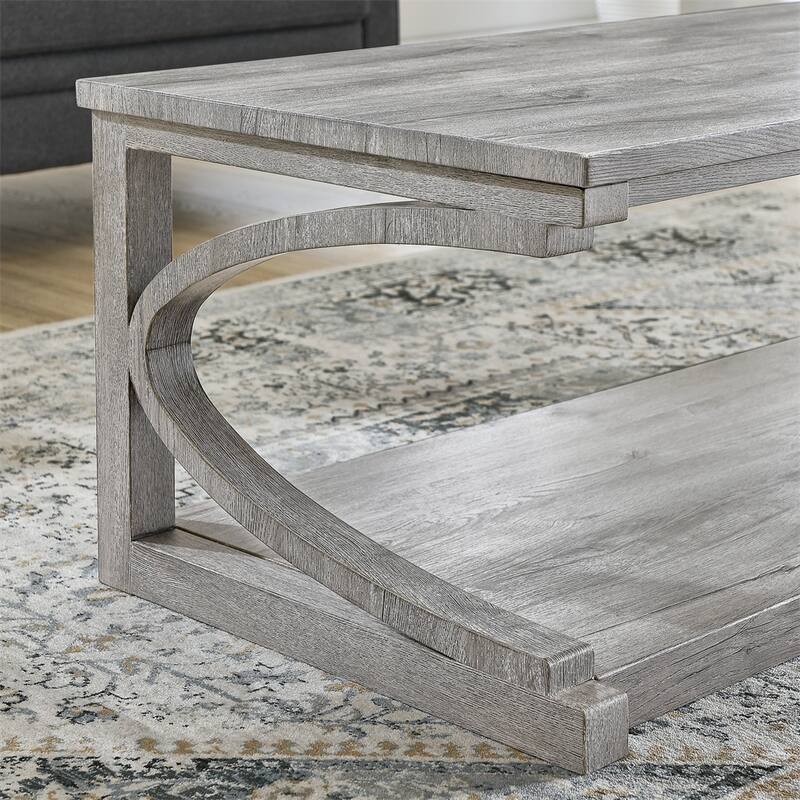 Wood Rectangular Coffee Table with Shelf