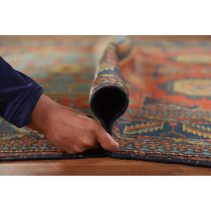 Hand Knotted Oriental 100% Wool Carpet Traditional Tribal Oranges & Rust Kazak Area Rug - 6' 9'' X 4' 11''