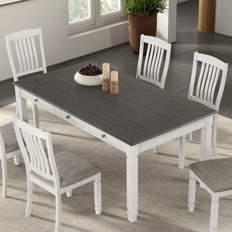 Furniture of America Badvard Farmhouse 5-Piece Rustic White Wood Dining Set with Drawers