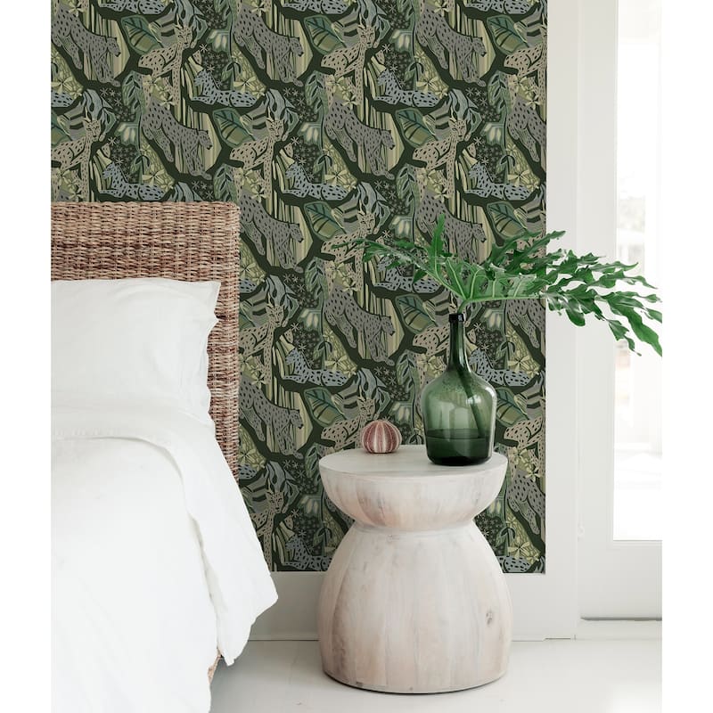 Pip & Lo Greens Cat Nap Peel & Stick Wallpaper