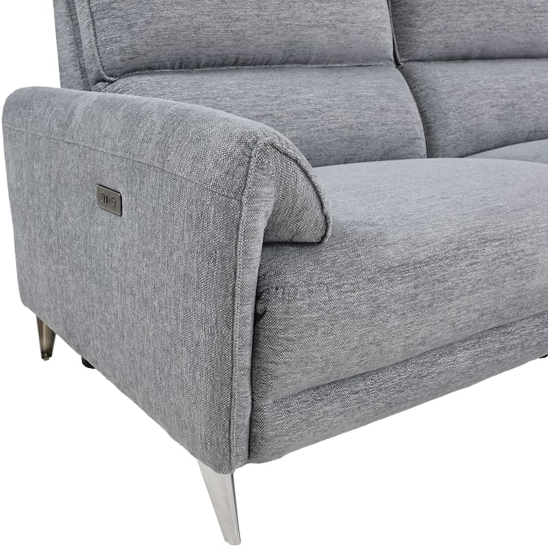 Furniture of America Pirel Modern Chenille L-Shaped Sectional Recliner with Chaise and USB Ports