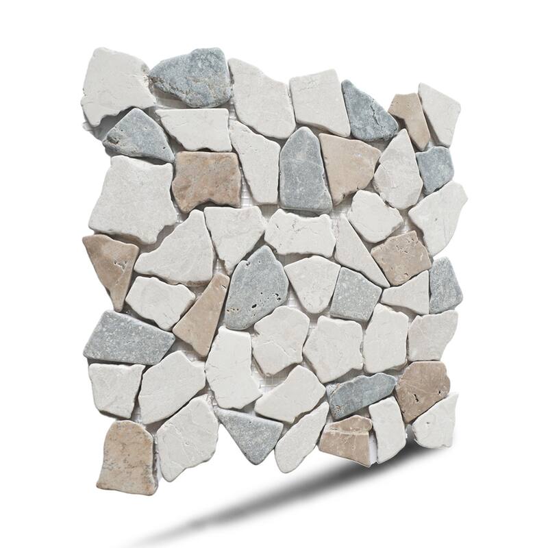 Sea Sand Random Marble Mosaic, Back Splash Tiles for Kitchen Walls, Shower and Bathroom Floors 11.4" X 11.4" (4.5 Sqft per case)