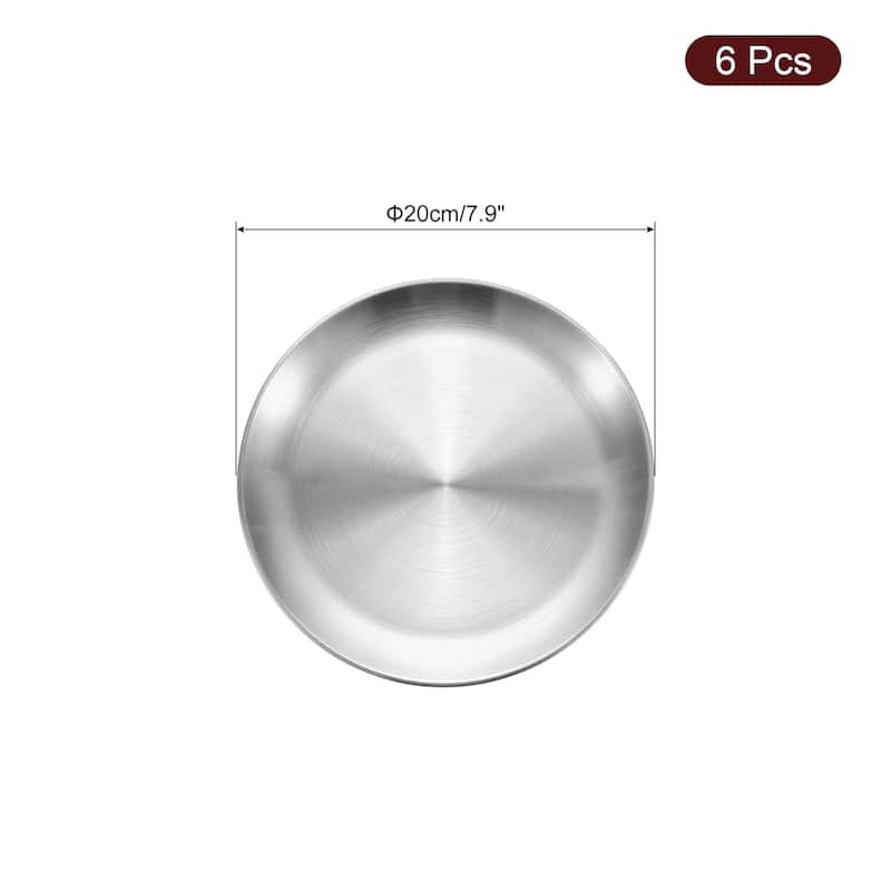 6pcs Stainless Steel Dinner Plate Metal Dish Plate