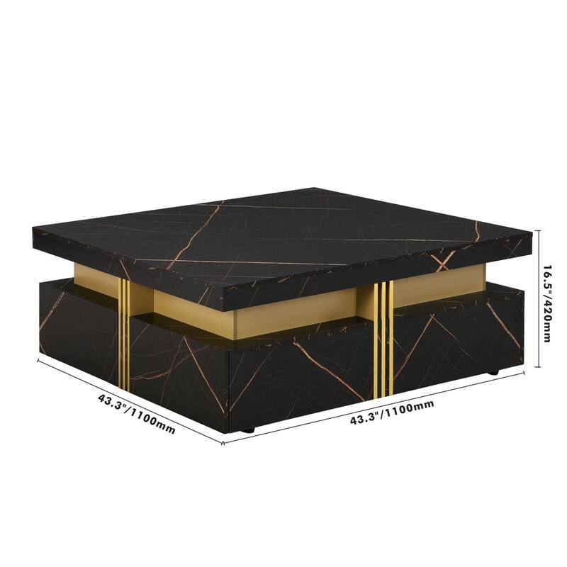 43.3" W Square Storage Coffee Table with 4 Drawers
