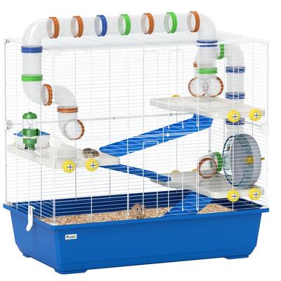 PawHut 5 Tiers Hamster Cage Animal Travel Carrier Habitat with Exercise ... - Exercise Hamster Cage With Wheel And Tubes System