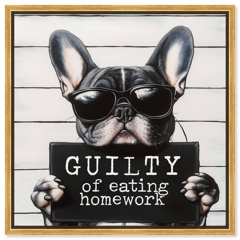 Guilty of Eating Homework Canvas by Art Remedy - Gold - 24" x 24"