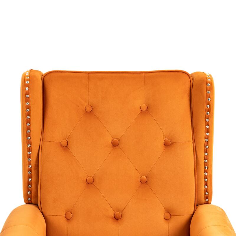 Tufted High Back Chair Living Room Wood Frame Armchair