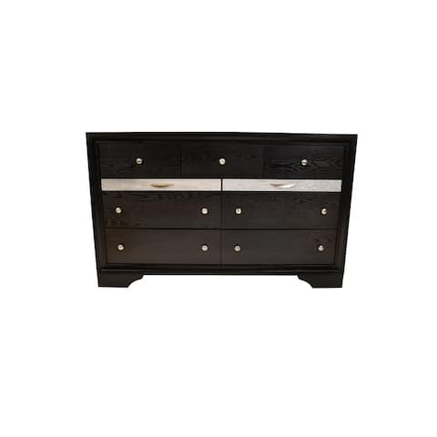 Global Pronex Wooden Dresser with 6 Drawers and 2 Jewlry Storage Black