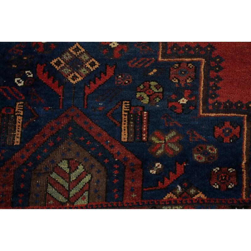 Hand Knotted Oriental 100% Wool Carpet Traditional Medallion Oranges & Rust Afshar Area Rug - 5' 10'' X 5' 1''