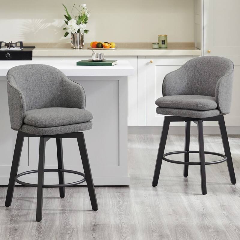 Spruce & Spring Kaylee Modern Swivel Counter Height Bar Stools with Arm