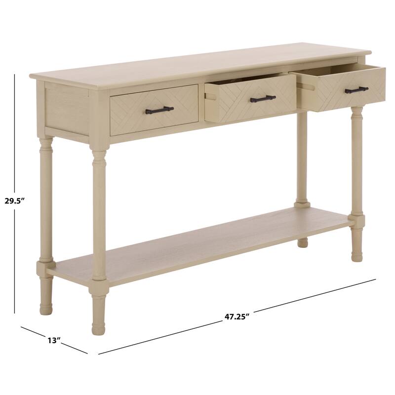 SAFAVIEH Jeanie 3-Drawer Bottom Shelf Console Table - 47.3" W x 13" L x 29.5" H - 47"W x 13"D x 30"H