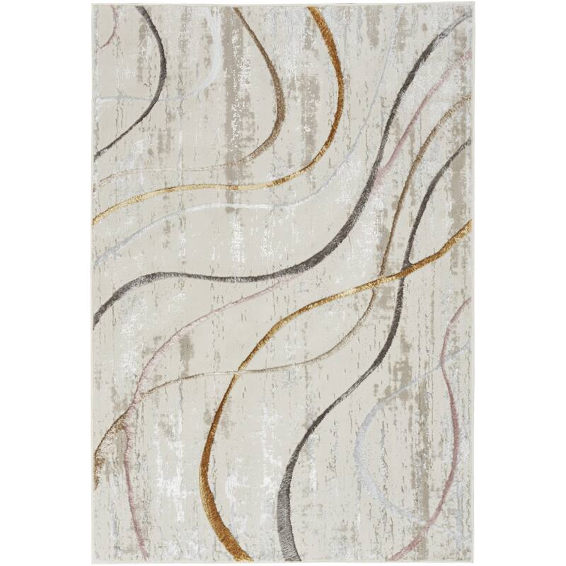 Bemoq Power Loomed Abstract Modern Non Skid Stain Resistant Area Rug By HomeRoots - 71' X '47' X '0.39