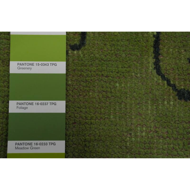 Hand Knotted Oriental 100% Wool Carpet Traditional Floral Green Tabriz Area Rug - 9' 10'' X 6' 5''