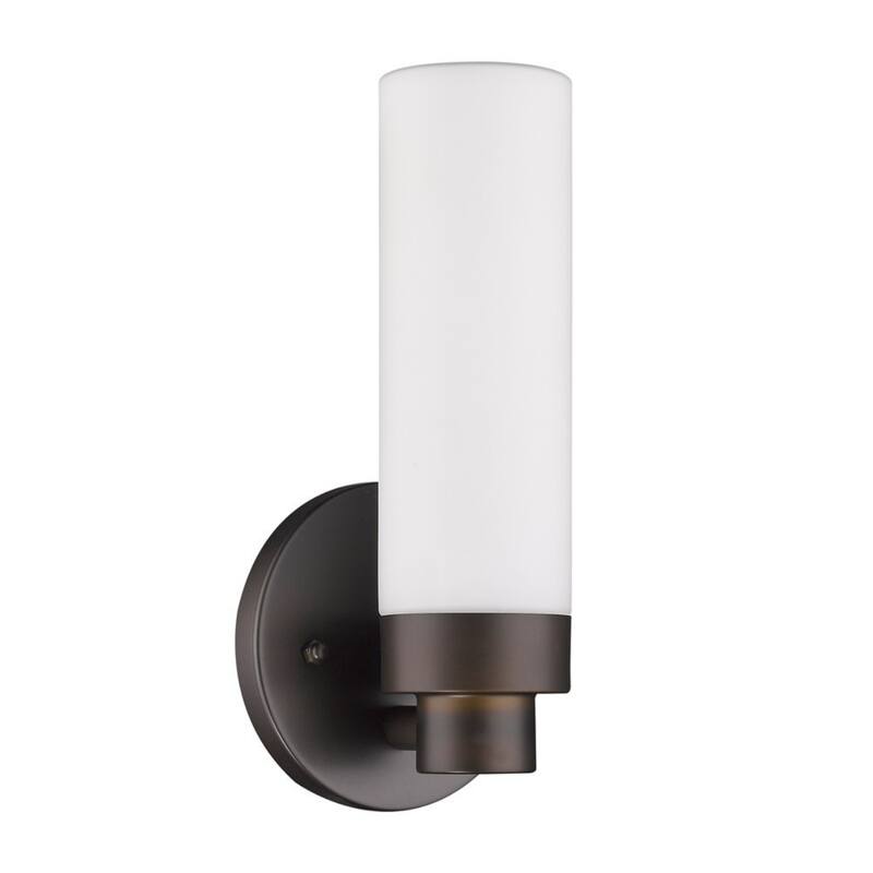 Minimalist Wall Sconce with Narrow Frosted Glass and Metal Base - 3.75” x 4.75” x 10”