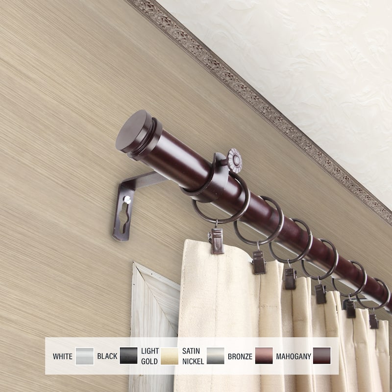 InStyleDesign Pita 1 inch Diameter Adjustable Curtain Rod - 160 to 240 inches - Mahogany