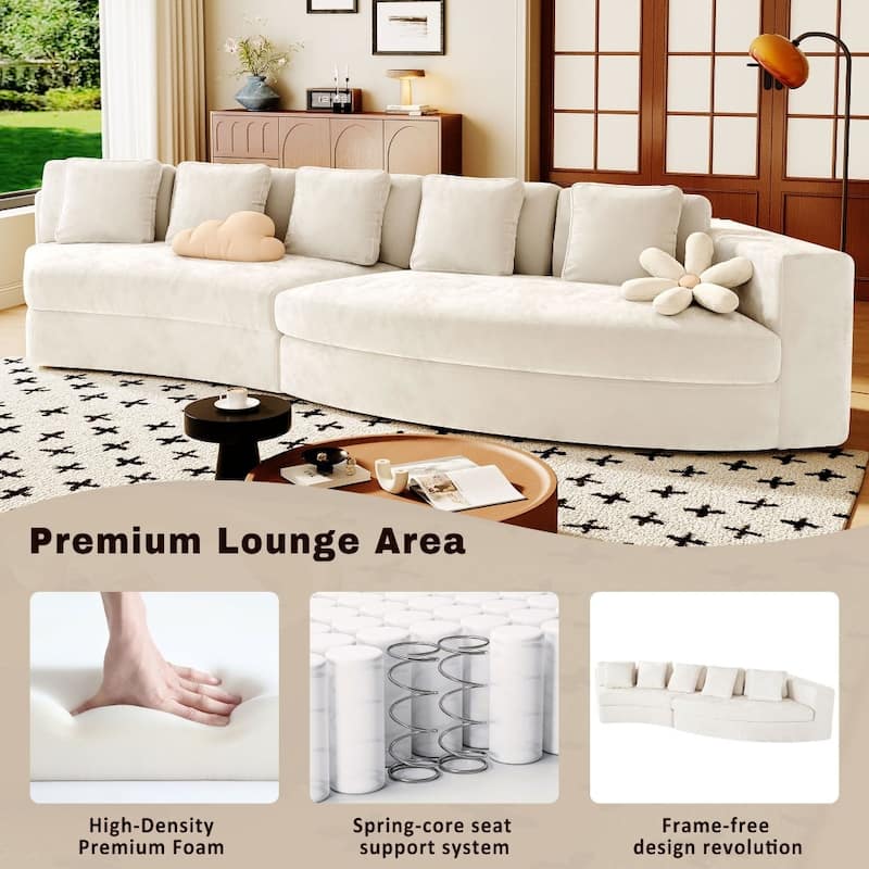 115.7" Modern Upholstered 2-piece Modular Sectional Sofa with 5 Pillows