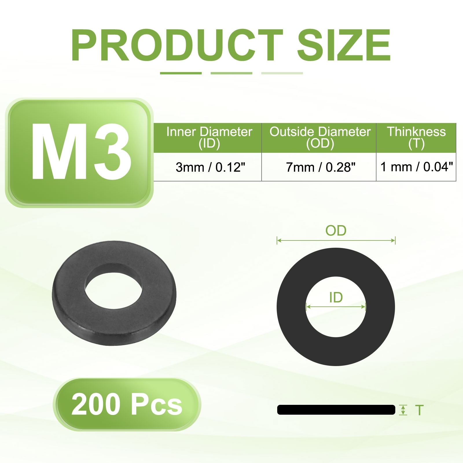 M2 Nylon Flat Washers, Plastic Round Gasket Sealing Washer Spacer for Bolts Screws Pipe Water Hose