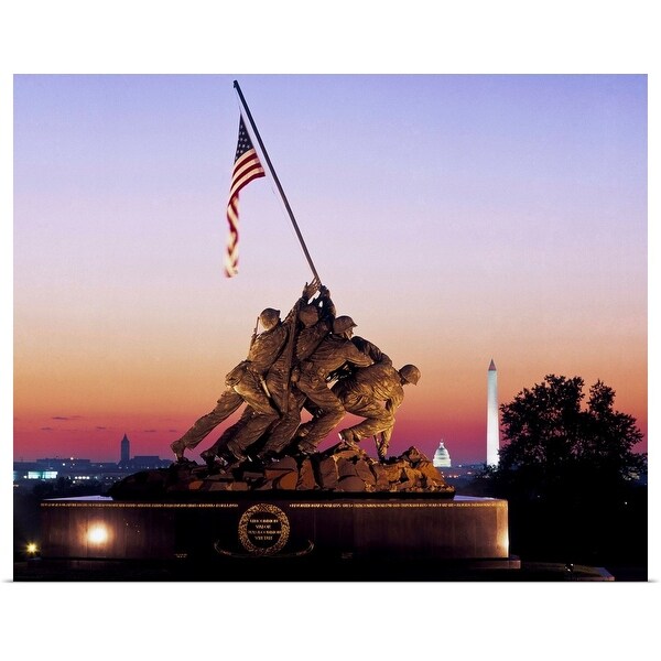 Iwo Jima Memorial At Dawn Washington Monument Washington Dc Poster Print Overstock 21003609 It's dedicated to all personnel of the u.s. overstock com