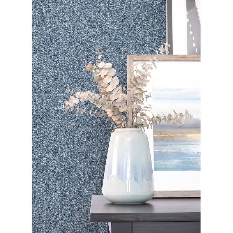 NuWallpaper Ashland Navy Peel and Stick Wallpaper