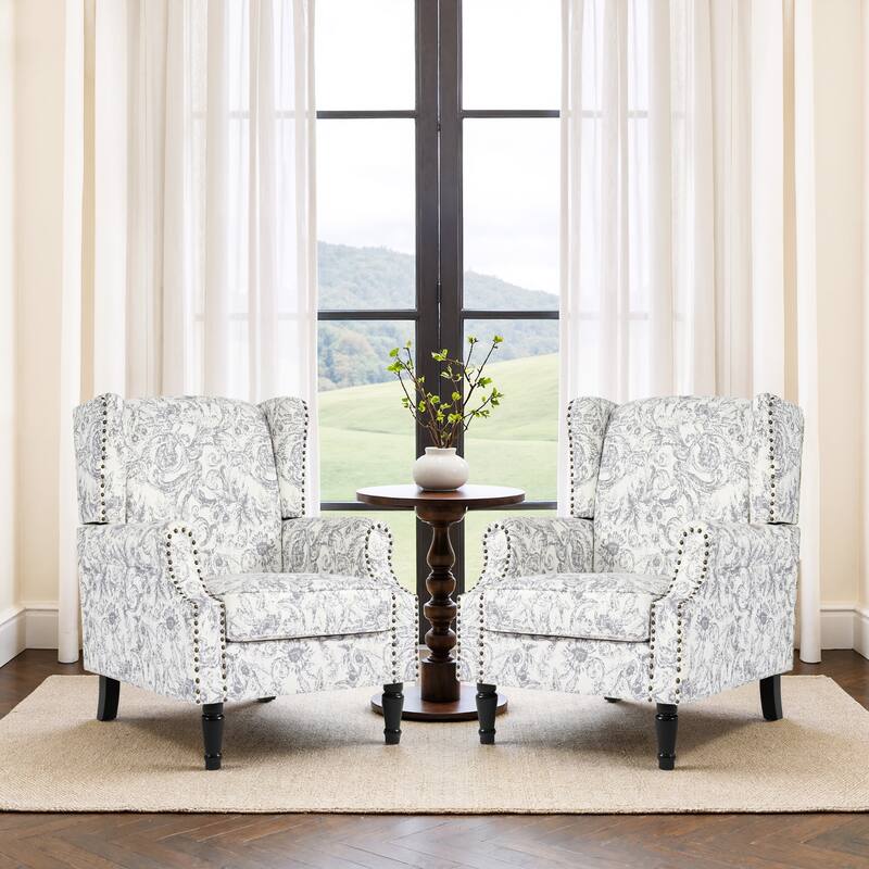 Set of 2 Patterned Upholstered Accent Chair for Living Room