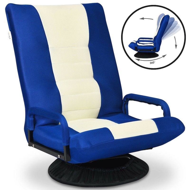 Gymax Gaming Floor Chair Folding Lazy Sofa 6-Position Adjustable - See Details - Blue