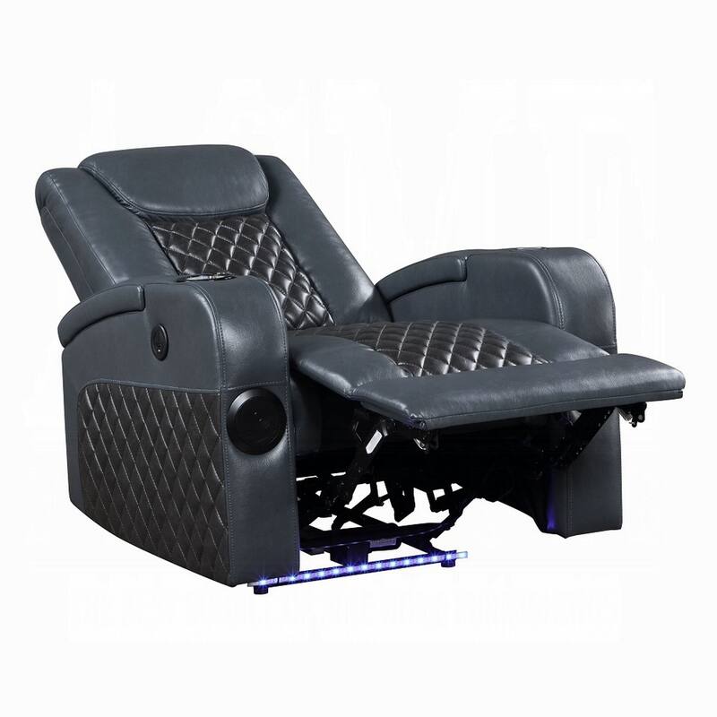 Liza Power Motion Recliner Chair, Bluetooth, Gray Black Faux Leather