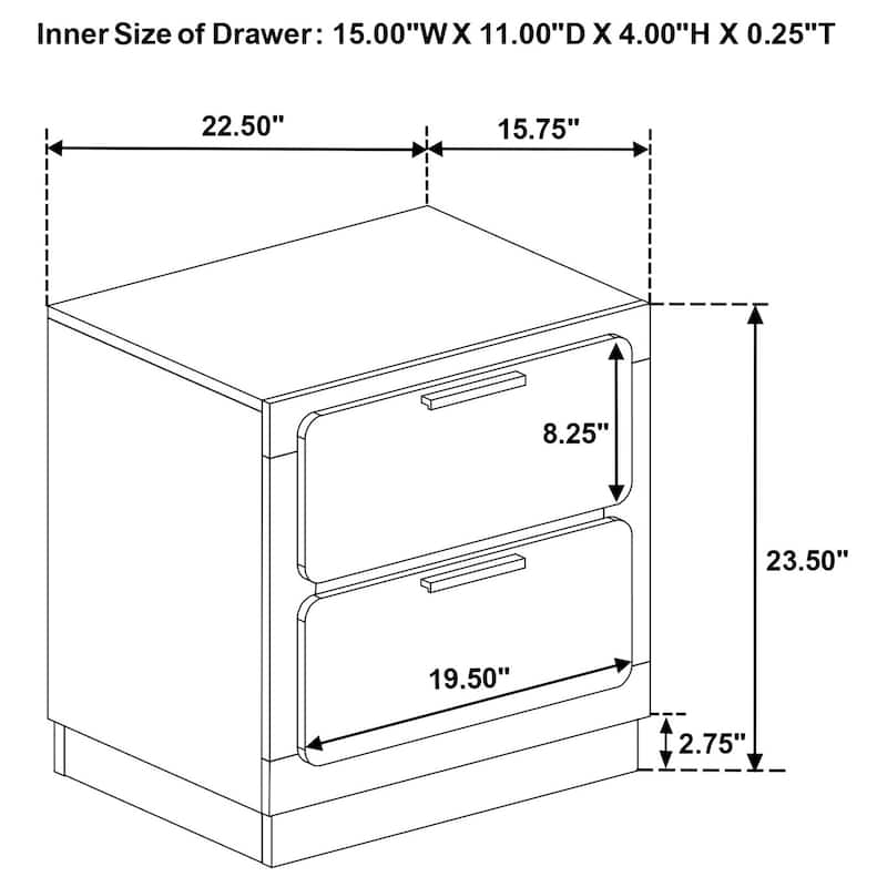 Caraway Contemporary 2-drawer Nightstand