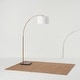 preview thumbnail 11 of 11, Brightech Logan 76 in. Antique Brass Modern Adjustable and Extendable LED Floor Lamp with White Fabric Drum Shade