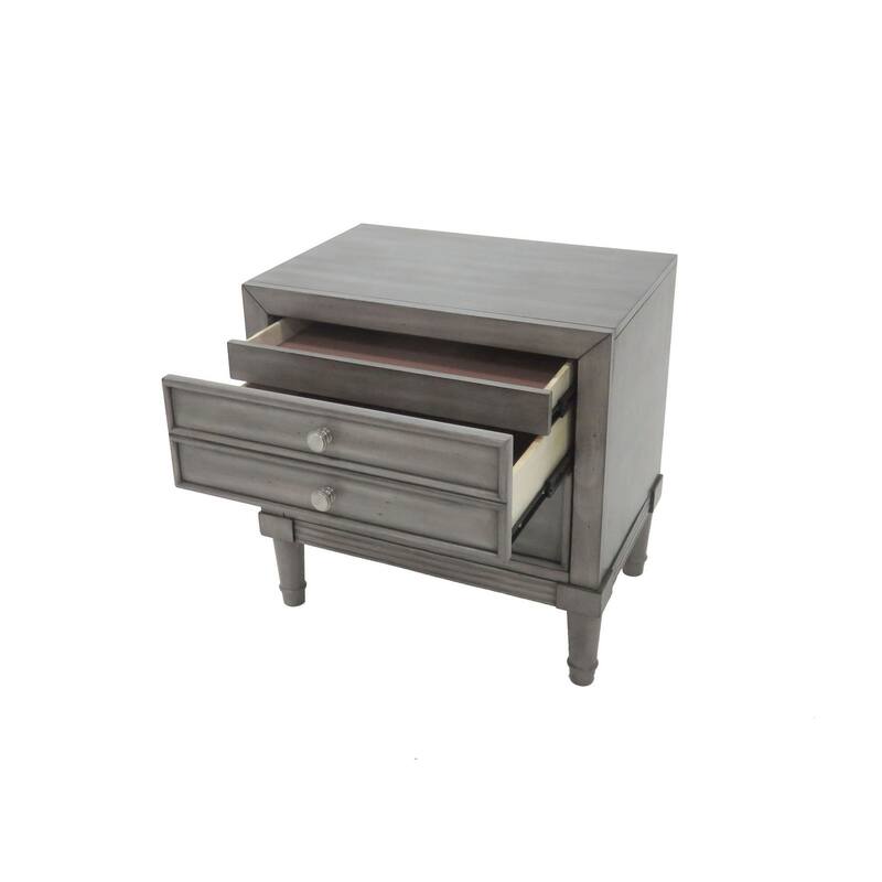 Modern Gray Finish 1pc Nightstand with Hidden Drawer, Nickel Round Knob Bedside Table