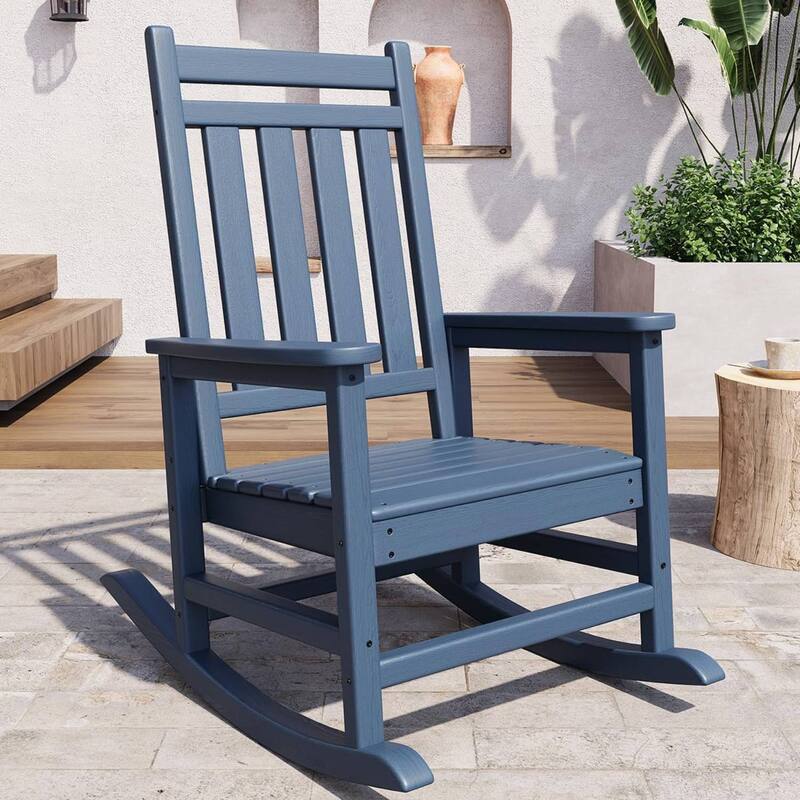 Outdoor All Weather Resistant Rocking Chair for Patio, Porch - N/A - Blue
