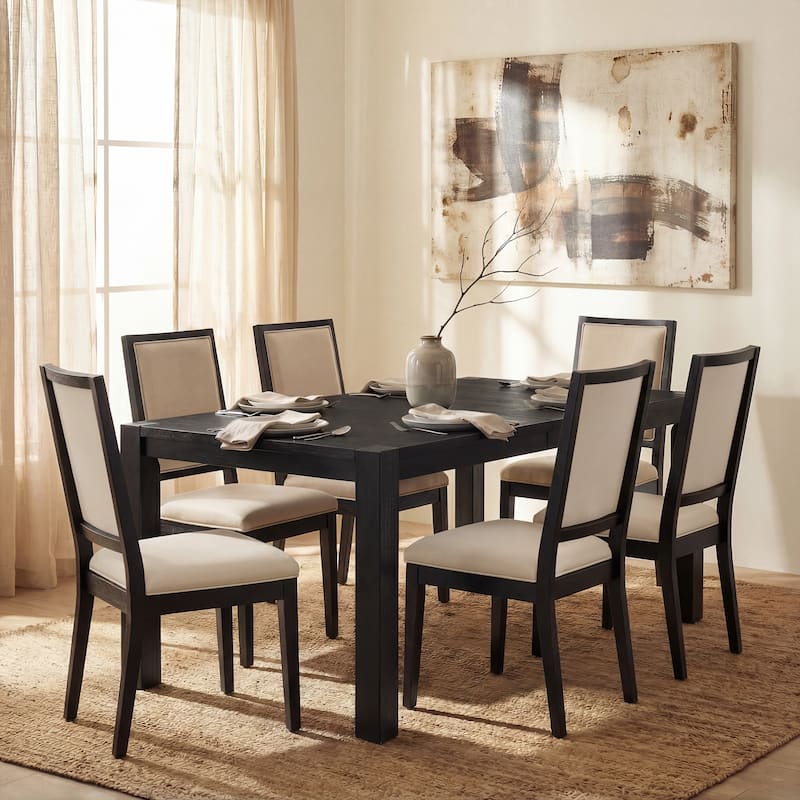Modern Linen Cushioned Dining Chair, Fully Upholstered Accent Chair