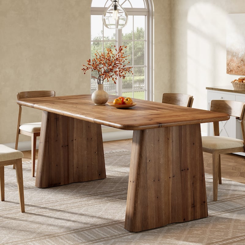 63 Inches Farmhouse Solid Wood Kitchen Dining Table for 4